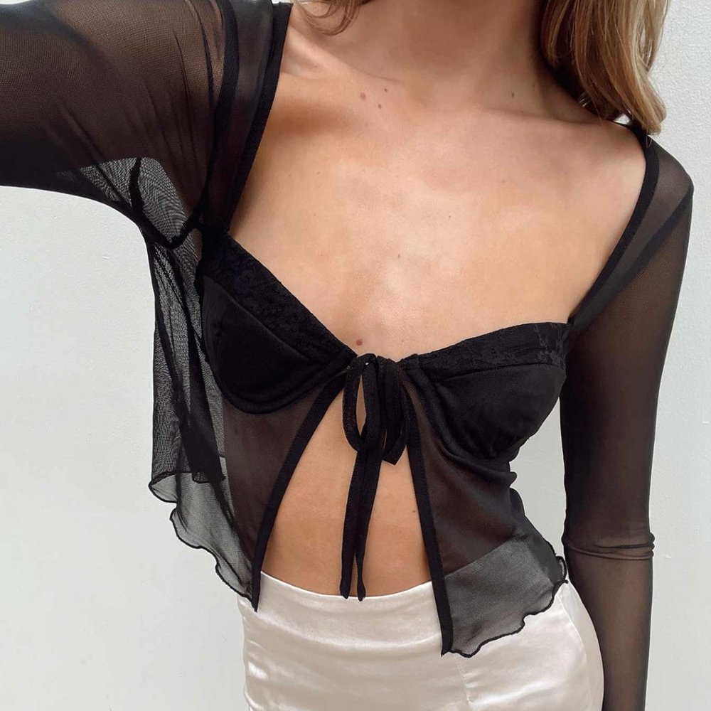 princess polly tasia long sleeve mesh top